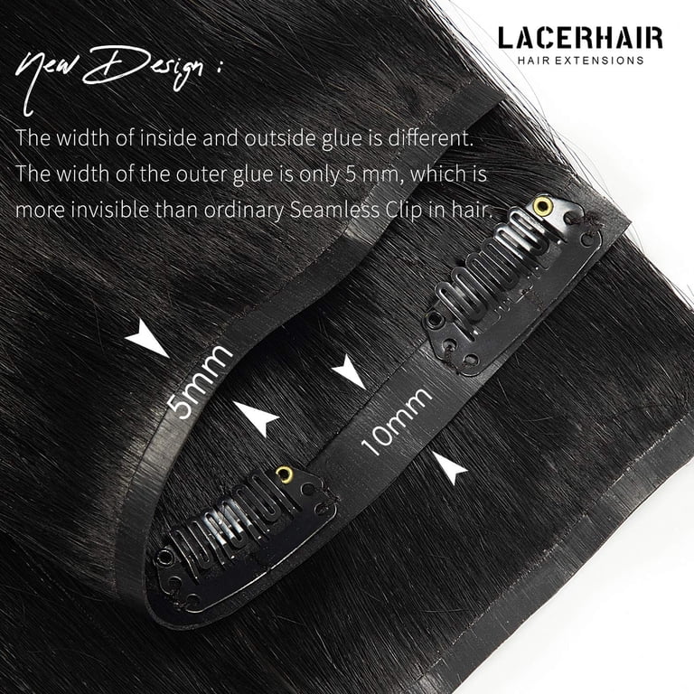 Hair Extensions Human Remy Black 16 Inch 110g 7Pcs Seamless Clip Ins Seamless Clip In Hair Extensions Human Hair PU Invisible  main image 4