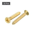 thumbnail image 3 of Uxcell M5x30mm Brass Wood Screws, Phillips Flat Head Self Tapping Connector 32 Pack, 3 of 5