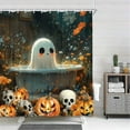 thumbnail image 5 of Fall Halloween Shower Curtain Autumn Thanksgiving Funny Cute In Bathtub Curtain Country Pumpkins Bathroom Accessories Orange Flower Bathroom Curtains Set Hooks, 5 of 7