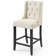 thumbnail image 1 of Tufted Counter Stool Chair, Fabric, Wood, Beige, Modern Contemporary Urban Design, Bar Pub Cafe Bistro Hotel Restaurant Hospitality, 1 of 7