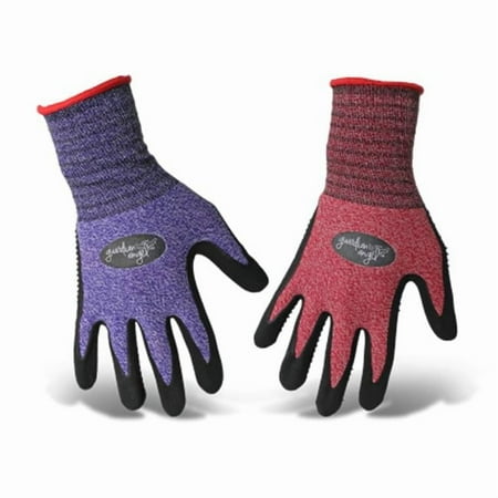 Boss Guardian Angel? Dotted Nitrile Palm Knit Wrist Glove Purple, Red Large