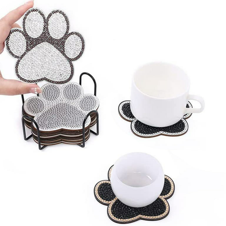  10 Pcs Dog Paw Shaped Diamond Painting Coasters Kits