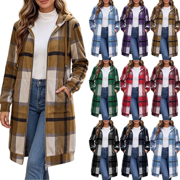 Tqcoqu Women's Zip Up Hoodies,Oversized Long Fleece Hooded Sweatshirts,Casual Jacket Coat with Pockets,Soft Comfy Full Zipper Trendy Hoodie for Fall Winter