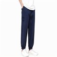 thumbnail image 4 of M-5X Plus Size Mens Big & Tall Pants with Pockets Casual Lightweight Drawstring Elastic Waist Solid Tapered Leg Loungewear Athletic Pant, 4 of 6