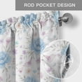 thumbnail image 5 of Valance for Windows,Watercolor Blue Flower Valances Curtain Rod Pocket Valance for Kitchen Bedroom Living Room Bathroom,Pastoral Purple Leaf Butterfly Seamless Short Curtains Window Treatment 54x18in, 5 of 9
