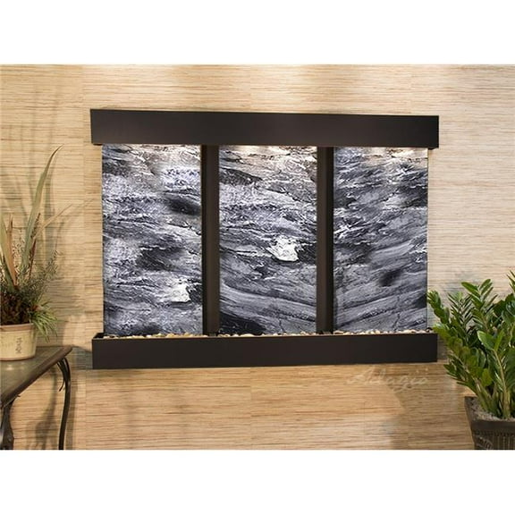 Adagio OFS1507 Olympus Falls-Square-Blackened Copper-Black Spider Marble Wall Fountain