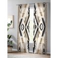 thumbnail image 4 of Sheer Curtains 84 Inches Long, Boho Black Brown Light Filtering Window Curtains for Living Room, Southwestern Geometric Ethnic Retro Rod Pocket Voile Sheer Curtain Drapes, 52"W x 84"L, 2 Panels, 4 of 8