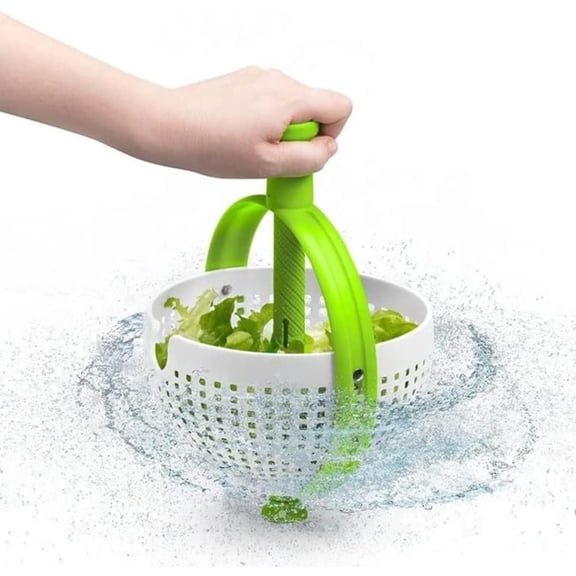 Salad Spinner, Multi-Use Kitchen Collapsible Spinning Colander with Handle, Strainer, Washer Dryer Drainer Compact Storage, for Washing, Cleaning & Drying Greens, Vegetables, Fruits