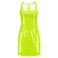 thumbnail image 6 of JIANJIA Summer Dresses For Women Solid Color Leather Strappy U Neck Sleeveless Fashion Night Club Mini Bodycon Outwear,Green,S, 6 of 7