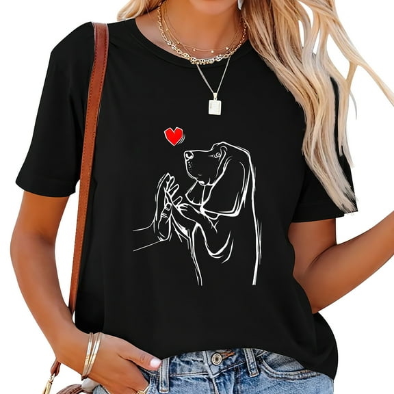Basset Hound Love Dog Women Girls T Shirt Black