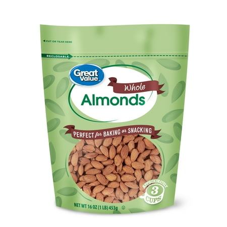 Great Value Whole Almonds, 16 Oz