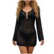 thumbnail image 1 of TaTaai Ladies Fashion Casual Solid Color Round Neck Long Sleeve Midi Cover Up Summer Lightweight Soft Polyester Blouse Top for Daily Beach Party Vacation All Season Wear Gift, 1 of 2