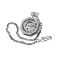 thumbnail image 1 of Reloj de bolsillo vintage con escalas y números romanos, regalo delicado grabado con cadena para plata, 1 of 9
