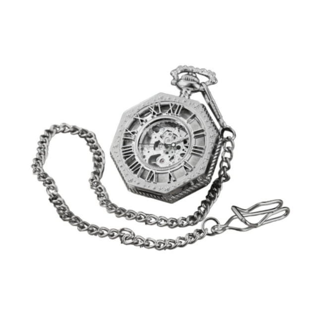 Reloj de bolsillo vintage con escalas y números romanos, regalo delicado grabado con cadena para plata
