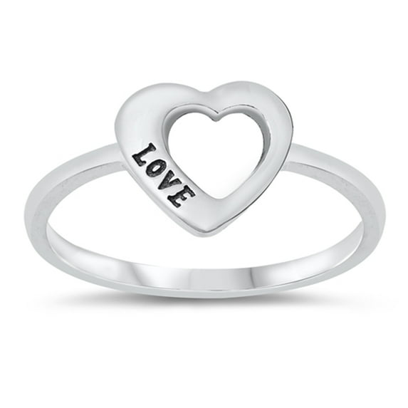 Cute Cutout Promise Heart Love Text Ring .925 Sterling Silver Band Jewelry Female Male Unisex Size 9