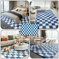 thumbnail image 3 of Pentantan 8ft x 10ft Shag Area Rugs for Living Room, Classic Checkered Fluffy Bedroom Carpet, Blue & White, 3 of 7