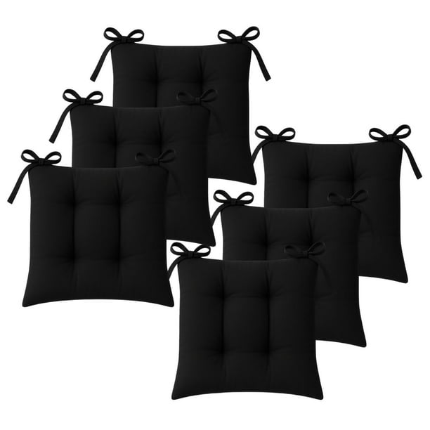 TESSO HOME Set de 6 Cojines Acolchados para Silla de Comedor con Lazos Relleno Ideal Almohadillas para los Asientos Medidas 42 x 42 x 7 cm