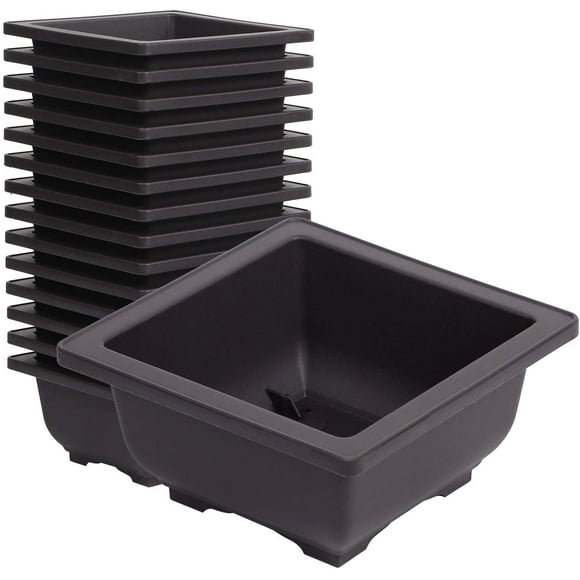 SHIQI-15 PCS 4.7 Inch Plastic Small Square Plant Pots with Drainage Hole, Flower Succulent Bonsai Tree Pots Bonsai Starter Planter for Garden, Indoor, Home Decorative