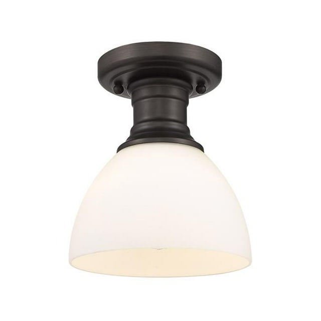 Golden Lighting 3118-SF RBZ-OP Lampe de Plafond Semi-Roussinée en Verre Opale 7 Po. Hines 1 Lumière
