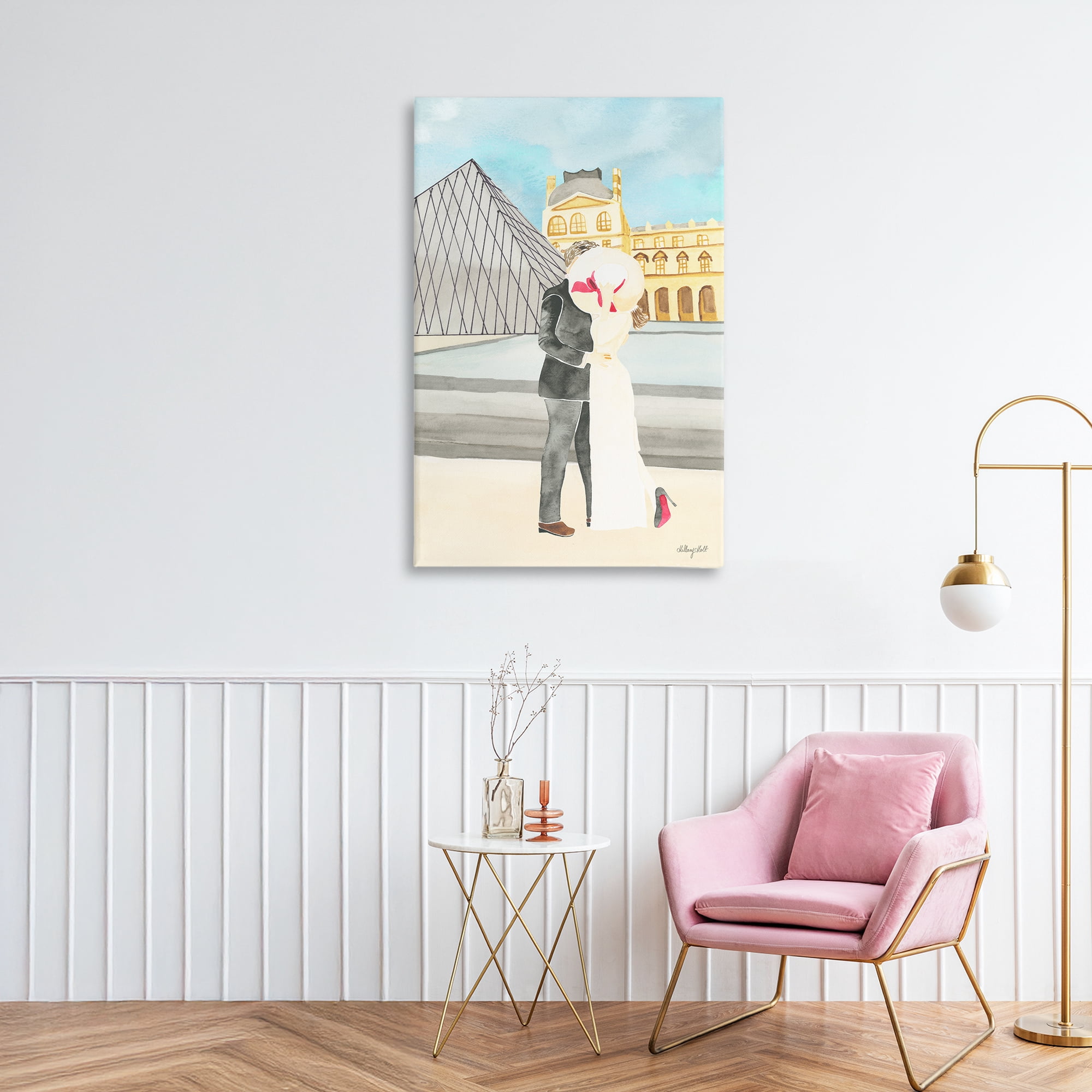 Stupell Industries Couple Embrace At The Louvre Canvas Wall Art, design by Hillary Holt