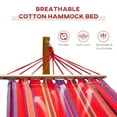 thumbnail image 3 of Outsunny 10' Wood Outdoor Hammock with Stand Rainbow Bed, Heavy Duty Roman Arc Hammock for Single Person for Patio Backyard Balcony, Multi Color, 3 of 9