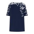 thumbnail image 4 of Womens Pleated Graphic Tees Plus Size Clothes Crew Neck Floral Tshirts Casual Trendy Summer Tops Navy, 3XL, 4 of 6