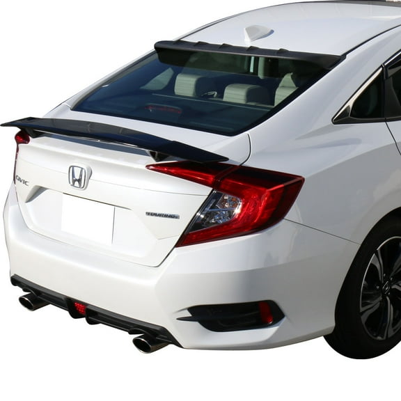 Ikon Motorsports Compatible with 16-20 Civic X Coupe 2Dr Ikon Type A Rear Trunk Spoiler Wing Si Sport Glossy Black