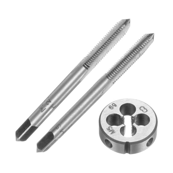 Uxcell 3 Pieces Metric Hand Tap and Die Set M5 x 0.8 Taper/Plug Thread Taps & Round Threading Die