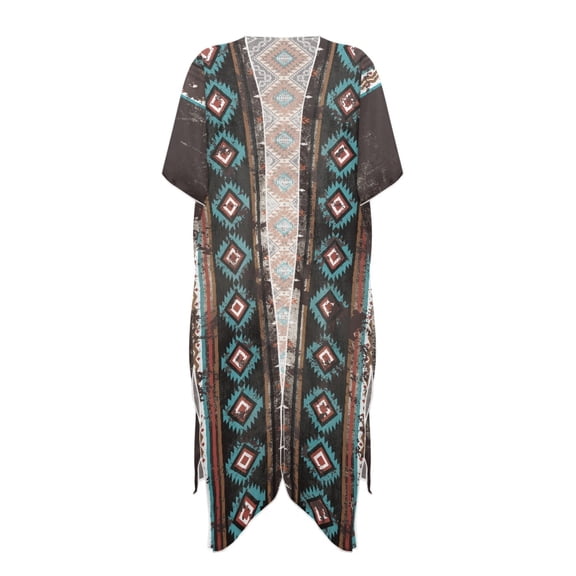 HELLHERO High Quality Fabrics Long Kimono Swimsuit Cover Up for Summer Elegant Free Size Bathing Suit Cover Up Southwest Pattern