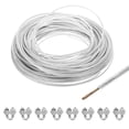thumbnail image 1 of Uxcell 5/32 Clear Vinyl Coated Wire Rope 197ft Galvanized Steel with 8PCS M5 Loop Sleeves, 1 of 7