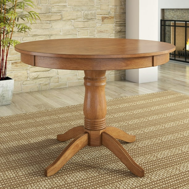 Lexington 42 Round Wood Pedestal Base, Round Oak Pedestal Dining Table With Leaf