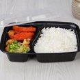 thumbnail image 2 of SHISUYAN 20pcs 1000ml Disposable Meal Prep Containers 2-compartment Food Storage Box Microwave Safe Lunch Boxes (Black, with Lid), 2 of 8