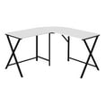 thumbnail image 2 of Computer Desk - L-Shaped / Rounded Corner / Metal Base With X-Shaped Sides - 55"L X 55"W - White / Black, 2 of 10