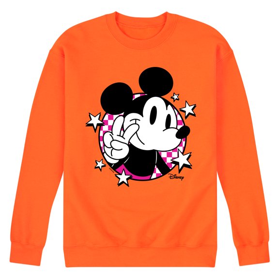 Disney - Mickey & Friends - Peace Sign - Retro Style - Men's Crew Neck Fleece Pullover