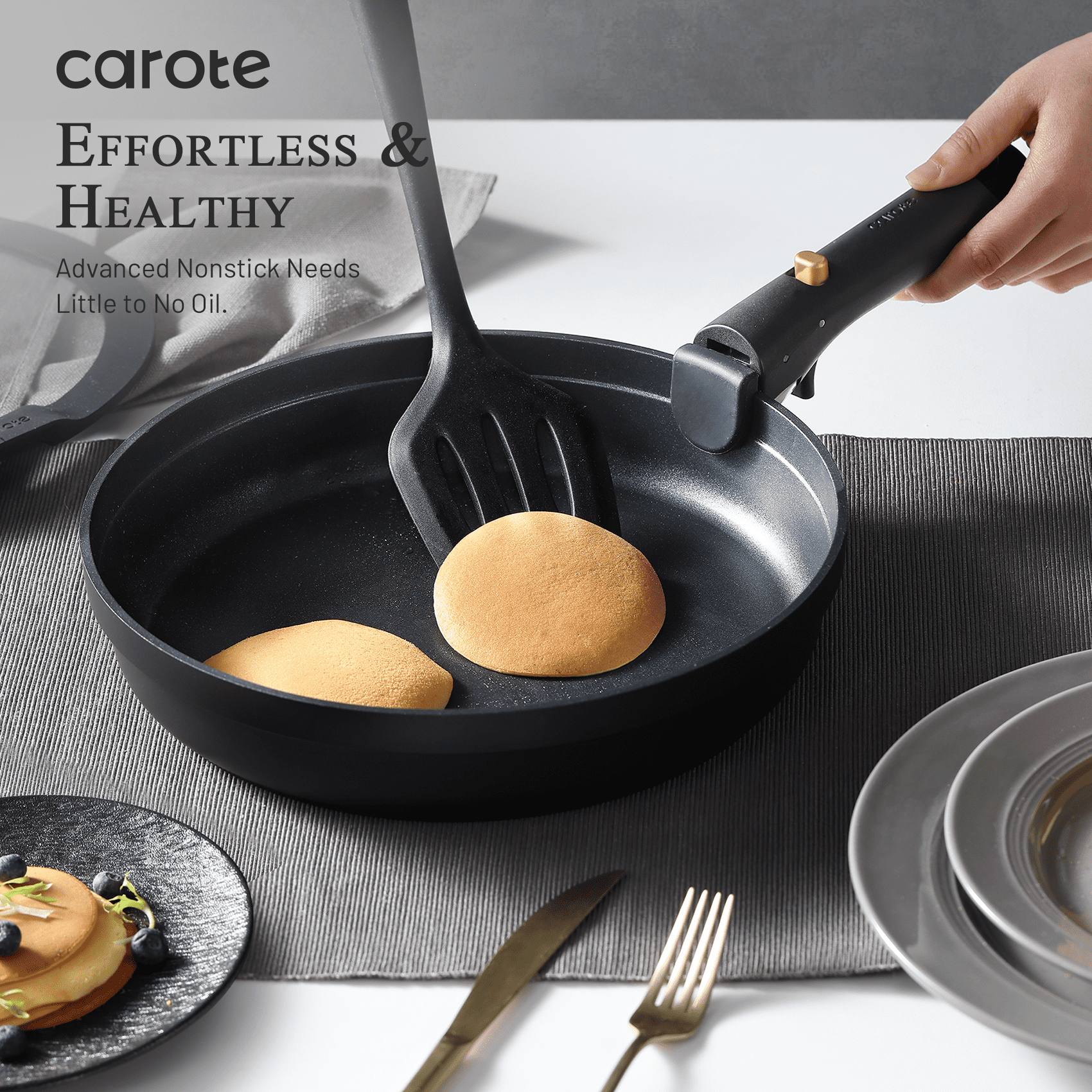 Carote 20 Pcs Nonstick Cookware Sets, Pots and Pans with Removable Handles, Oven Safe, Induction Ready, Classic Black