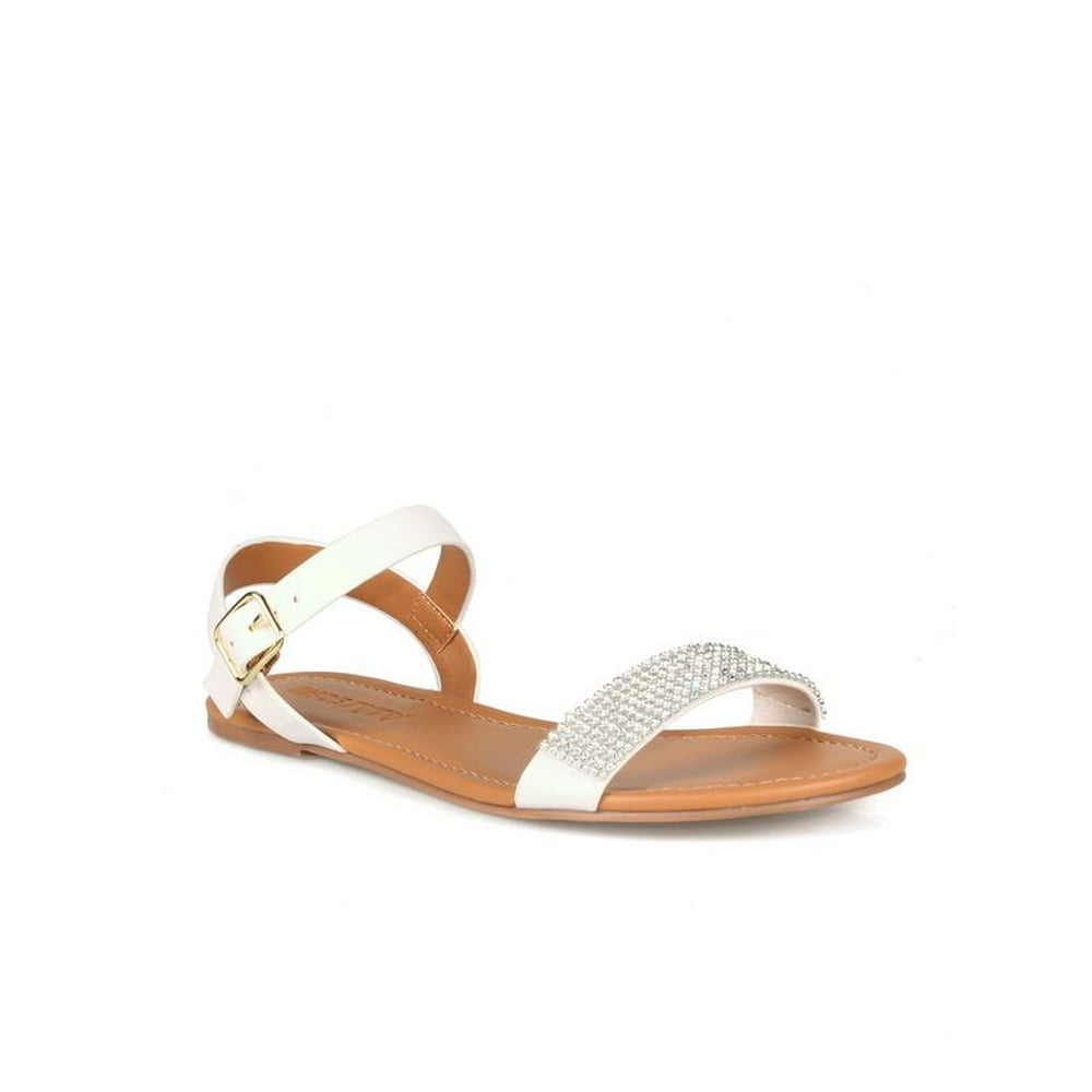 Shoe La La - ShoeLala Two Piece Women's Flat Sandals in White - Walmart.com - Walmart.com