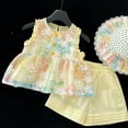 thumbnail image 6 of Fozruso Girls Outfit Sets Girls Summer Outfits 2 Piece Set Sleeveless Top And Shorts With Ruffle Trim Toddler Baby Girl Casual Playwear Age 2 12 Years,3-4 Years(Yellow), 6 of 6