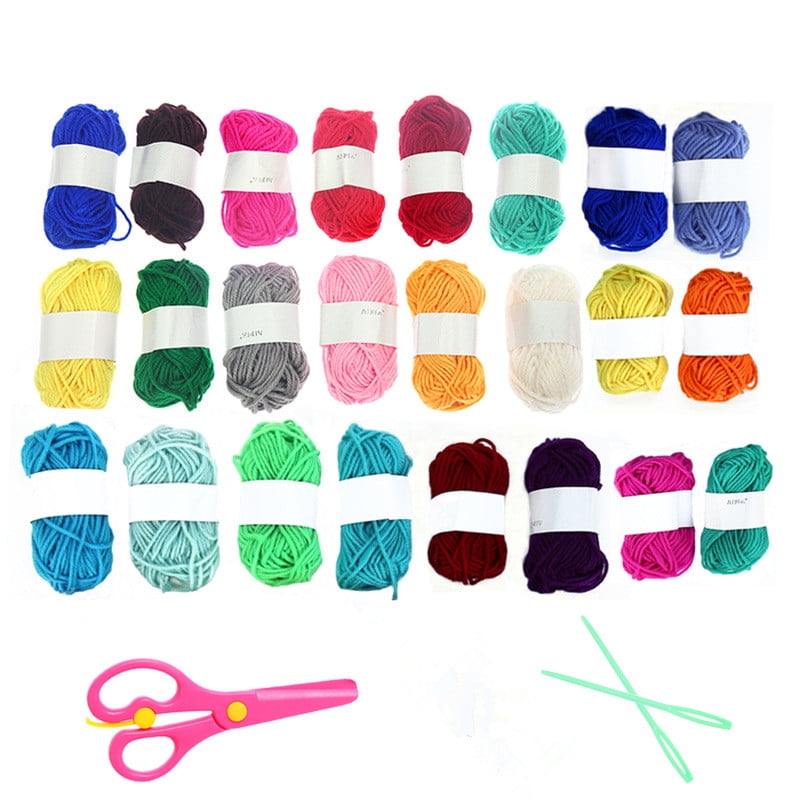 Dearhouse Bundle of 24 Children's Handmade DIY Colorful Yarns - for Colorful Crafts - Various Colors