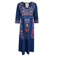 thumbnail image 3 of Taylonsss Women's V-neck Pocket Bohemian Printed 3/4 Sleeve Dress Women, 3 of 5