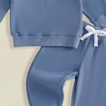 thumbnail image 4 of Gubotare Fall Toddler Baby Boy Outfit Polo Long Sleeve Sweatshirt Pullover Top+ Pants Solid Waffle Knit Clothes 2PCS Set Blue,Size 12-18 Months, 4 of 4