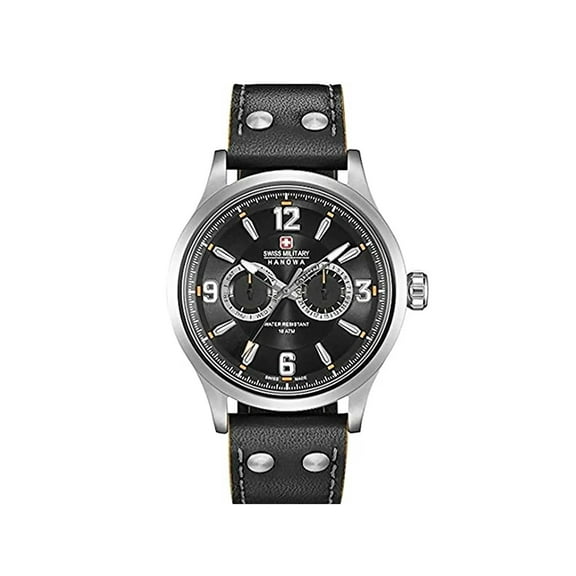 Swiss Military Hanowa S-Steel Black Dial Quartz Mens Watch 06-4307.04.007