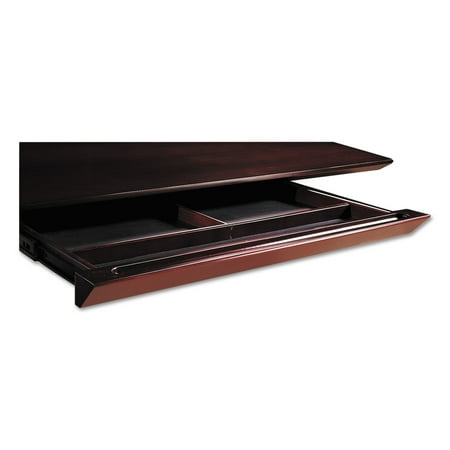 15' Center Drawers - Mayline Napoli Veneer Series Center Drawer, 30w x 18d x 2h, Mahogany/Walnut