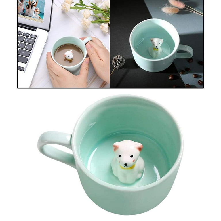 3D Coffee Mug Animal Inside 7 ,Cute Cartoon Handmade Ceramics Cup,Christmas  Birthday Surprise for Or Kids,Best Office Cups Kitten