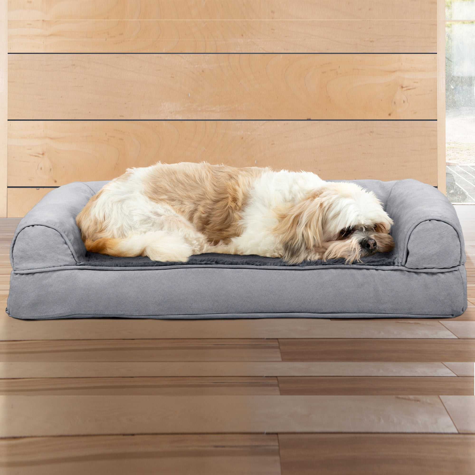FurHaven Pet Products Plush & Suede Cooling Gel Memory Foam Sofa