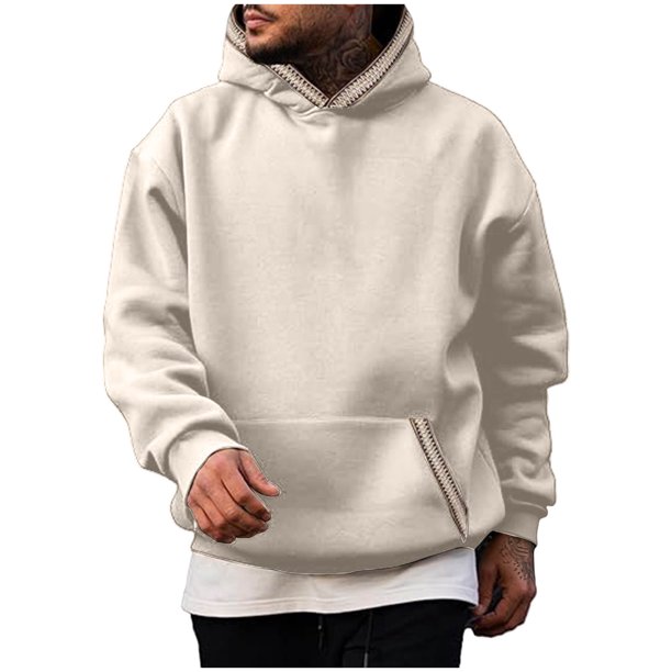 pstuiky camisa de manga larga para hombre, Sudadera con capucha y manga larga de color liso para hombre top de hombre xs