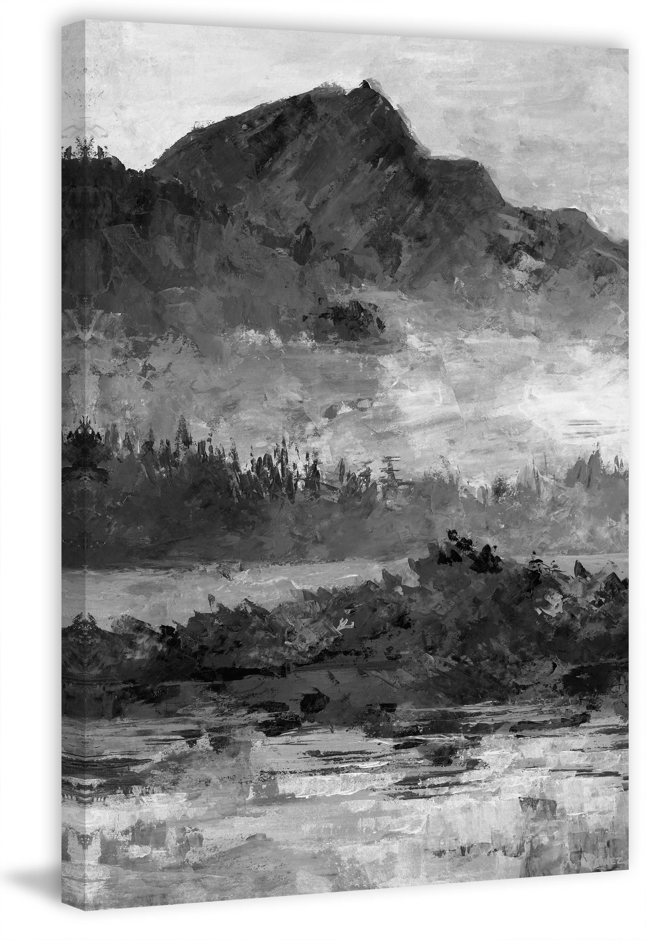 Parvez Taj "Dark and Mysterious Mountain" Painting Print on Wrapped Canvas