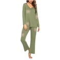 thumbnail image 2 of UAMVSH Womens Christmas Pajama Sets 2 Piece Printed Graphic Long Sleeve Loungewear Pleated V Neck Cute Tops and Pants Pj Set, 2 of 5