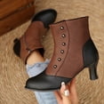 thumbnail image 6 of Willtoo Low Heel Ankle Boots for Women Comfortable Closed Round Toe Two-Toned Short Boots Chunky Heel Booties with Side Zipper Fall Winter Dress Shoes, 6 of 6