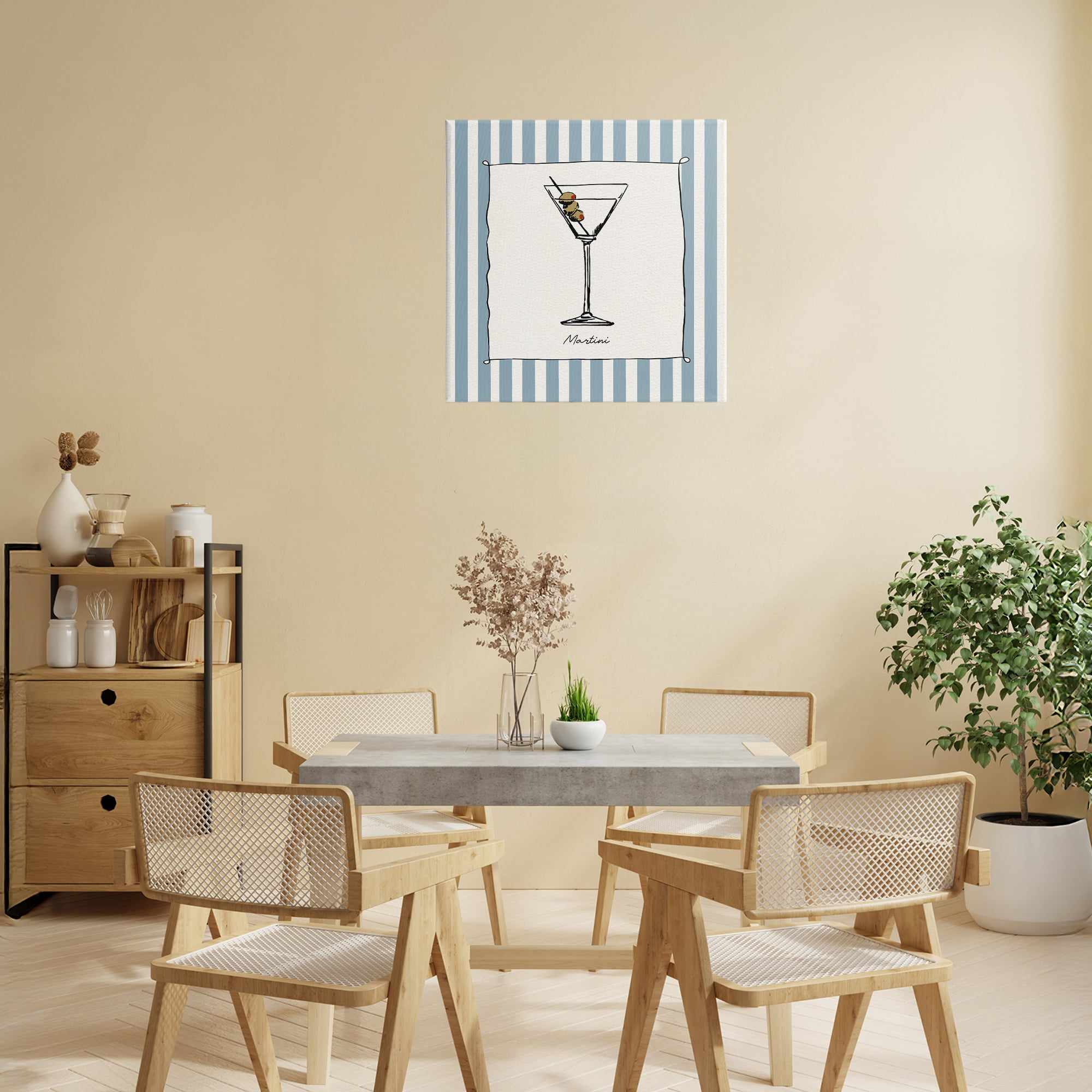 Stupell Industries Martini Summer Stripes Canvas Wall Art, design by Susan Jill