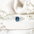 thumbnail image 4 of Rosec Jewels London Blue Topaz Solitaire Ring with Diamond Side Stones for Women - 6X8 mm, 10K White Gold, US 5.00, 4 of 9